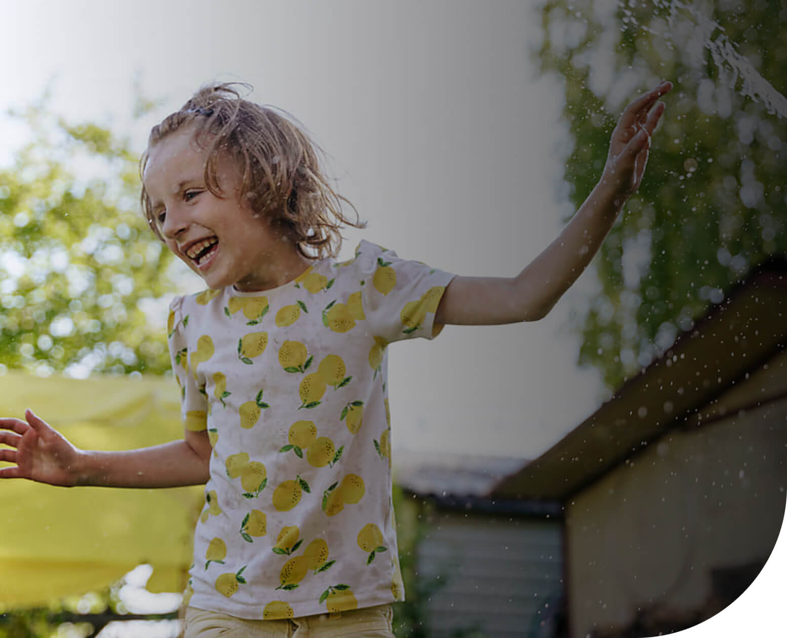 Little girl dancing around outside