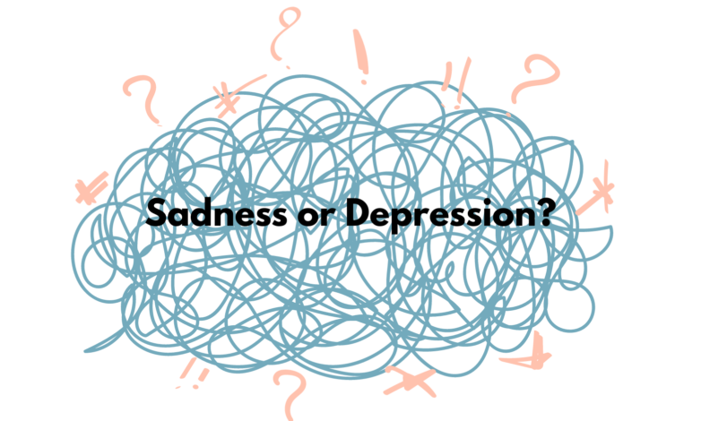 graphic of tangle lines with test Sadness or Depression