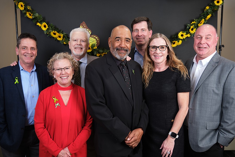 A group of people posing together